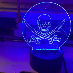 Light up Pirate skull and swords table top light