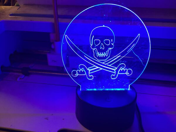 Light up Pirate skull and swords table top light