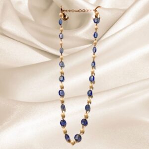 Blue glass beads with Pearls Necklace