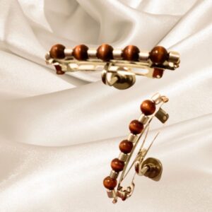 Brown wooden beads hair clip