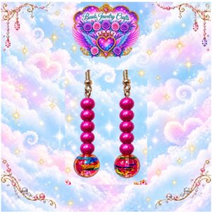 Magenta Glass Globe Earrings