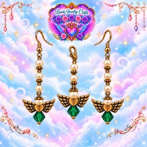 May Emerald Angel Earrings & Clipout