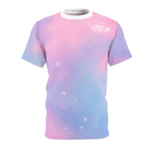 Dreamy Pastel Unisex Tee, Celestial T-Shirt, AOP Tee, Starry Sky Shirt, Angel Heart Top, Casual Summer Wear