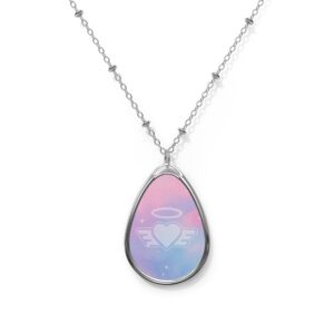 Angel Heart Oval Necklace, Magical Jewelry, Gift for Her, Boho Necklace, Empath Jewelry, Valentine's Gift