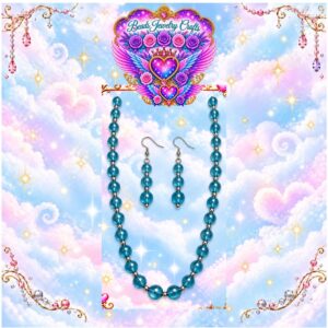Blue Bead Necklace & Earrings Set