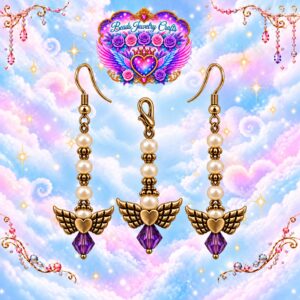 February Amethyst Angel Earrings & Clipout