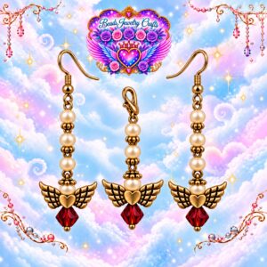 January Siam Angel Earrings & Clipout