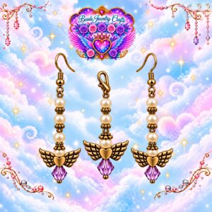 June Violet Angel Earrings & Clipout
