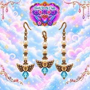 March Aquamarine Angel Earrings & Clipout