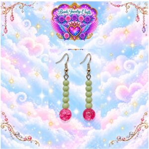 Pastel Mint and Pink Drop Earrings