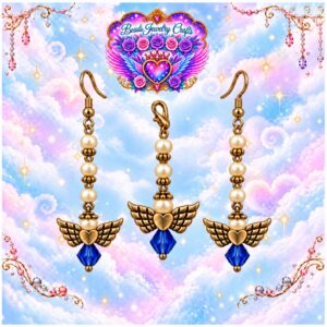 September Sapphire Angel Earrings & Clipout