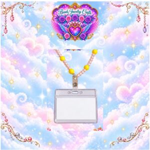 Yellow and Pearl Badge Necklace